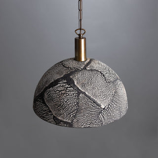 Kauri Organic Ceramic Dome Pendant Light 37cm, Black Clay Modern  Luxury Gold Frame Light Fitting