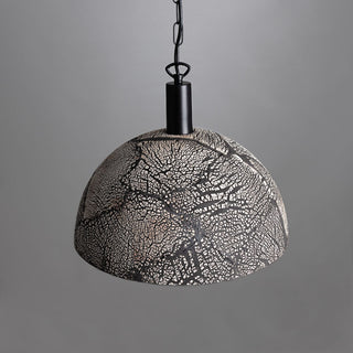 Kauri Organic Ceramic Dome Pendant Light 37cm, Black Clay Modern  Luxury Gold Frame Light Fitting