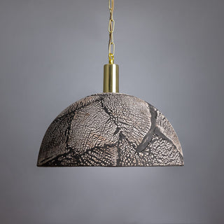 Kauri Organic Ceramic Dome Pendant Light 37cm, Black Clay Modern  Luxury Gold Frame Light Fitting