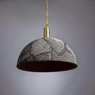 Kauri Organic Ceramic Dome Pendant Light 37cm, Black Clay Modern  Luxury Gold Frame Light Fitting