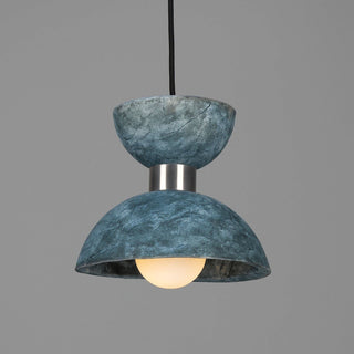 Nakaii Organic Ceramic Pendant Light 20cm, Blue Earth Modern  Bohemian Rattan Woven Pendant