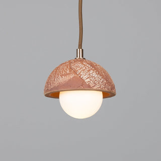 Ferox Small Ceramic Dome Pendant Light 14cm, Red Iron Modern  Rustic Industrial Hanging Lamp