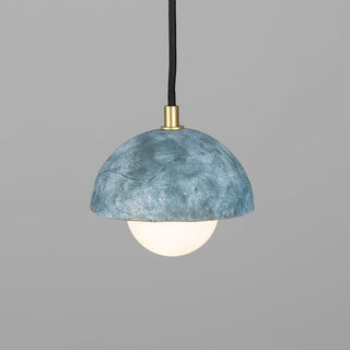 Ferox Small Ceramic Dome Pendant Light 14cm, Blue Earth Modern  Scandinavian Wooden Accent Light