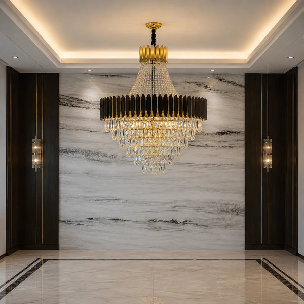 Celine Elegant Stainless Steel Crystal Chandelier | Zynella Interior