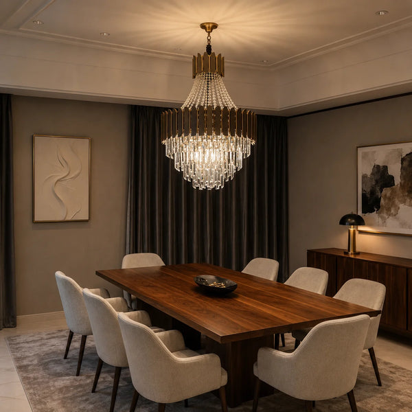 Celine Elegant Stainless Steel Crystal Chandelier | Zynella Interior