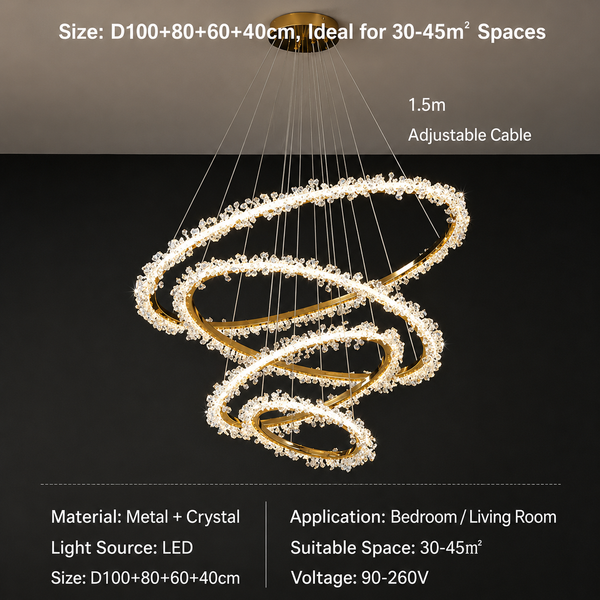 Zynella Luxury Crystal Ring Pendant Chandelier