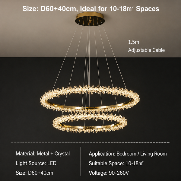 Zynella Luxury Crystal Ring Pendant Chandelier