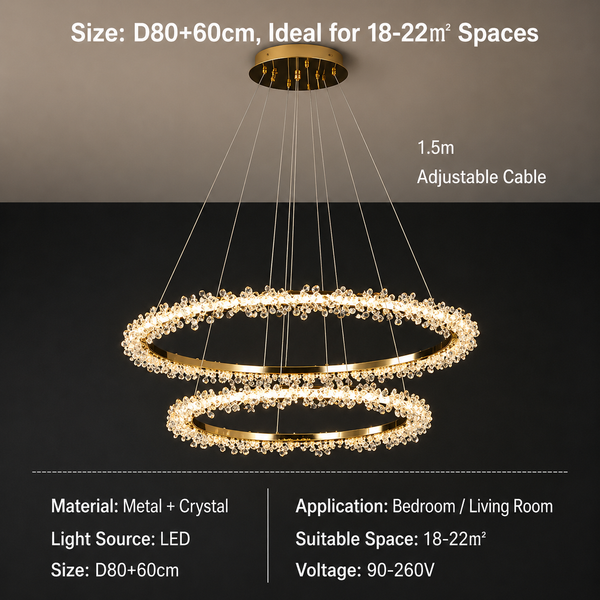 Zynella Luxury Crystal Ring Pendant Chandelier