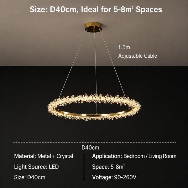 Zynella Luxury Crystal Ring Pendant Chandelier