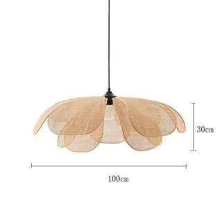 Leafora Rattan Pendant Lamp Modern  Vintage Brass Accent Lighting